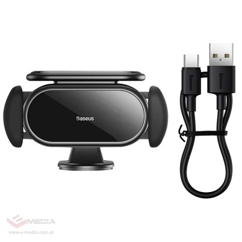 Uchwyt samochodowy elektryczny Baseus Steel Cannon Pro z ładowarką solarną (czarny)