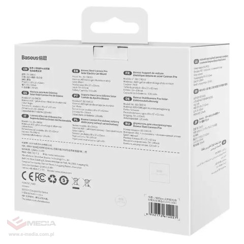 Uchwyt samochodowy elektryczny Baseus Steel Cannon Pro z ładowarką solarną (czarny)