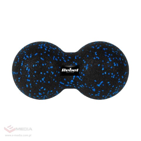Duoball podwójna piłka do masażu 12cm, kolor czarno-niebieski, materiał EPP, REBEL ACTIVE