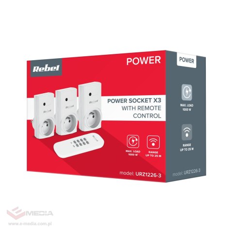 Gniazdo sieciowe Rebel sterowane pilotem (1+3)