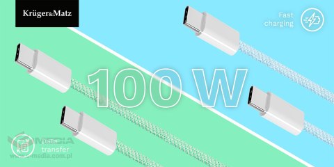 Kabel USB typu C - USB typu C 100 W 1,5 m niebieski Kruger&Matz Basic
