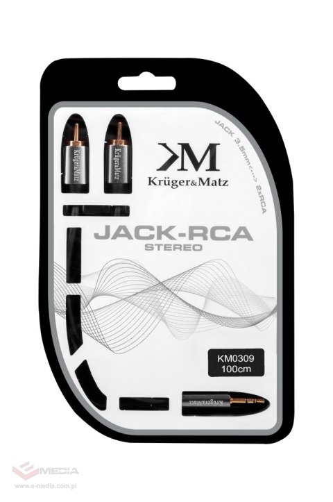 Kabel wtyk jack 3.5 - 2RCA stereo 1.0m Kruger&Matz