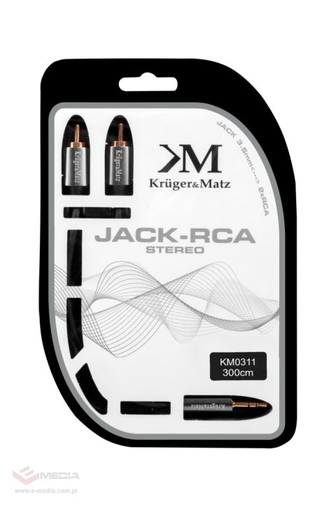 Kabel wtyk jack 3.5 - 2RCA stereo 3.0m Kruger&Matz