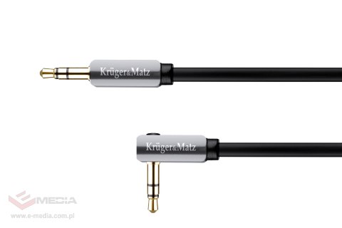 Kabel wtyk kątowy - wtyk prosty jack 3.5 stereo 1.0m Kruger&Matz