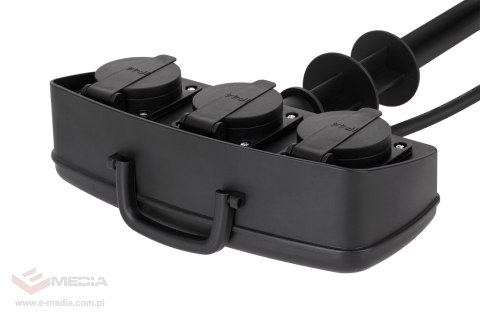 Przedłużacz ogrodowy Rebel czarny na nóżce, 3 gniazda, IP 44