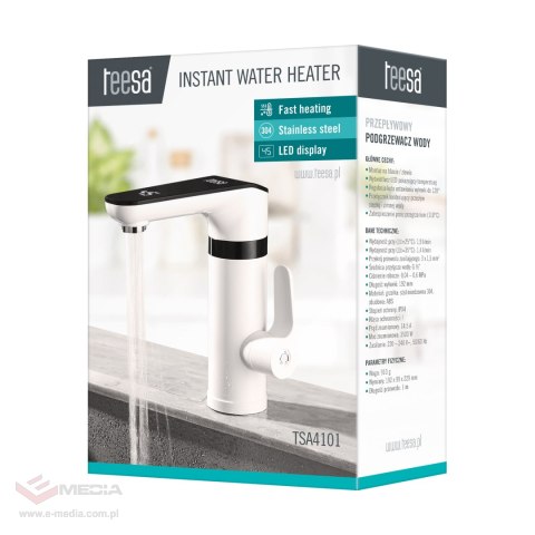 Przepływowy podgrzewacz wody - bateria stojąca biała