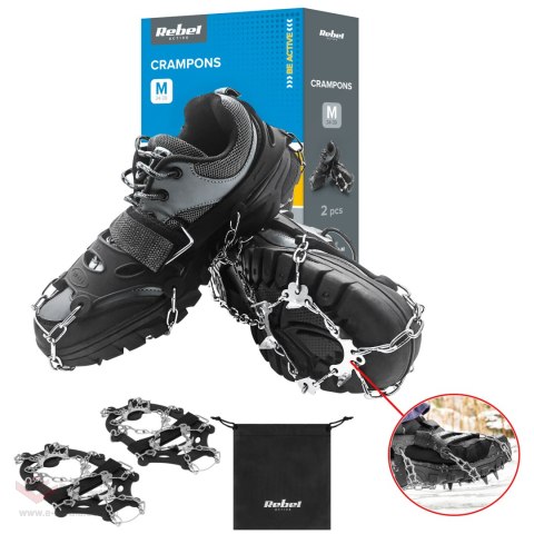 Raczki z kolcami na buty turystyczne, rozmiar M ( 36 - 40 ) , REBEL ACTIVE