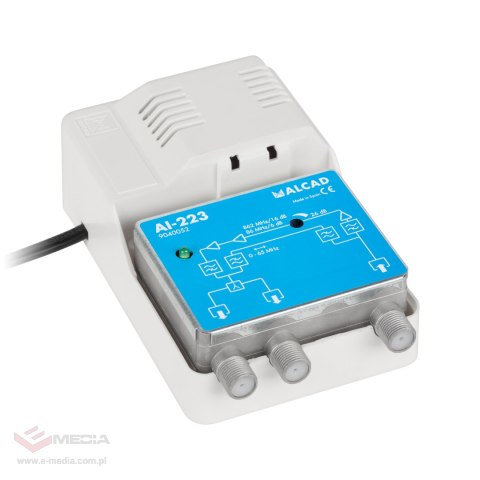 Wzmacniacz antenowy wewnętrzny CATV (RP 65 MHz) 12V AI-223 ALCAD