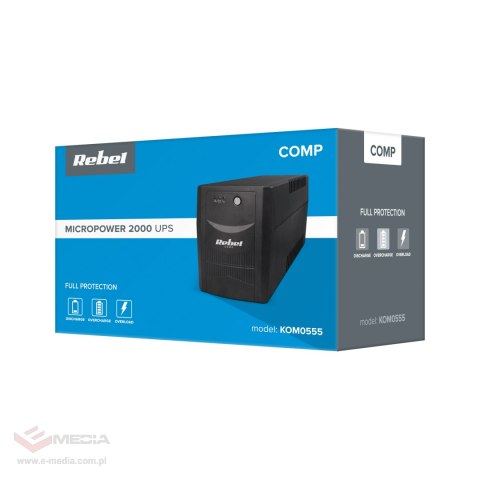 Zasilacz awaryjny UPS REBEL model Micropower 2000 (offline, 2000 VA / 1200 W, 230 V, 50 Hz)