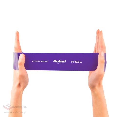 Zestaw gum do ćwiczeń lateksowy - Mini Band L, 2.3-18.2 kg, 5 gum, fioletowy, REBEL ACTIVE