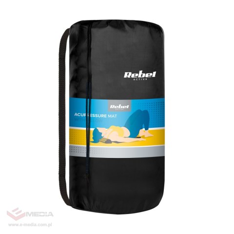 Mata zdrowotna z kolcami do akupresury z poduszką, 72x42cm, złote kolce, Rebel Active