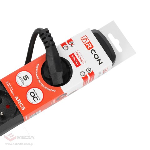 Listwa zasilająca ARC-5 1,5m czarna Armac