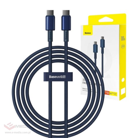 Kabel USB-C do USB-C Baseus Tungsten Gold, 100W, 2m (niebieski)