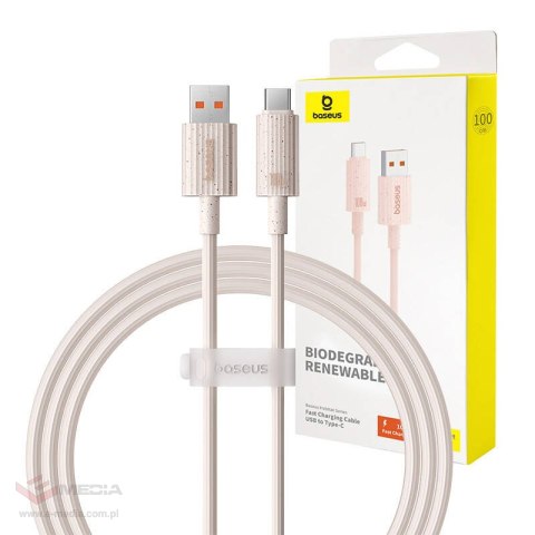 Kabel szybko ładujący Baseus USB do USB-C Habitat Series 100W, 1m (różowy)