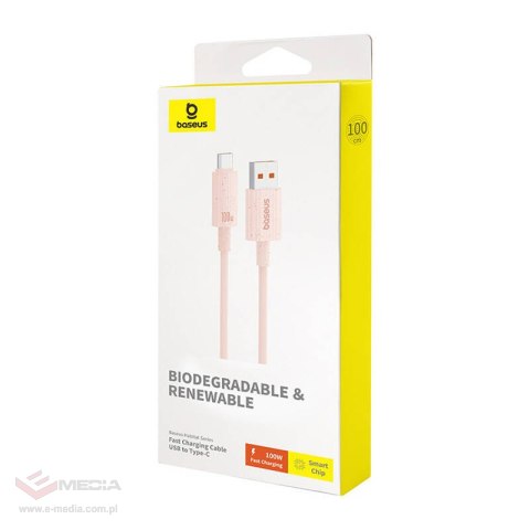 Kabel szybko ładujący Baseus USB do USB-C Habitat Series 100W, 1m (różowy)