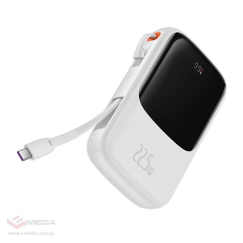 Powerbank Baseus Qpow Pro z kablem USB-C, USB-C, USB, 10000mAh, 22.5W (biały)