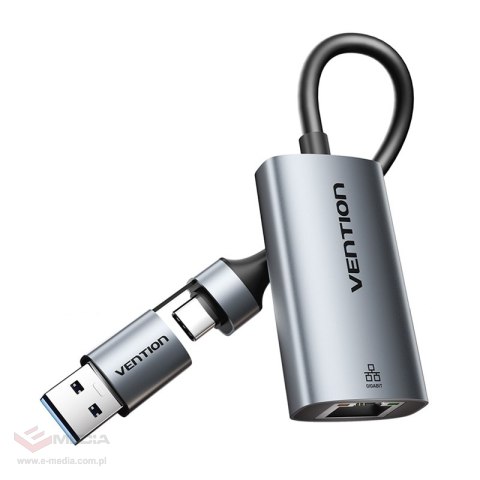 Adapter Vention USB-A + USB-C do Gigabit Ethernet 0.15m