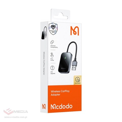 Bezprzewodowy adapter CarPlay z kablem USB McDodo CA-7210 czarny