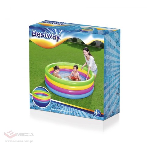 Basen dmuchany 4 pierścienie Brodzik dla dzieci 157x46cm Tęcza BESTWAY + Łatka naprawcza