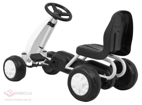 Pierwszy Gokart na pedały dla najmłodszych Biały + Napęd łańcuchowy + Koła z gumą