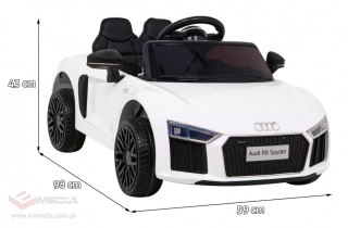 Audi R8 na akumulator dla dzieci Biały + Pilot + EVA + Wolny Start + MP3 LED