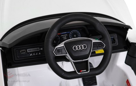 Audi RS E-Tron GT na akumulator Biały + Pilot + Napęd 4x4 + Radio MP3 + LED + EVA