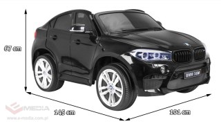 BMW X6M XXL dla 2 dzieci Czarny SUV + Pilot + Ekoskóra