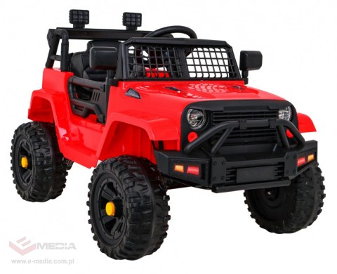 Autko Jeep Dark Night na akumulator dla dzieci Czerwony + Wolny Start + EVA + Audio LED