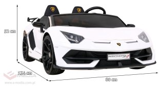 Lamborghini SVJ DRIFT dla 2 dzieci Biały + Funkcja driftu + Pilot
