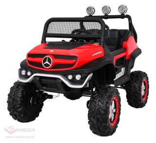 Mercedes Benz Unimog dla dzieci Terenowy Czerwony + Napęd 4x4 + Pilot