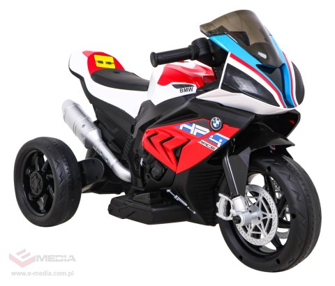 Motor BMW HP4 na akumulator dla dzieci Czerwony + 3 Koła + LED + MP3 USB + Ekoskóra
