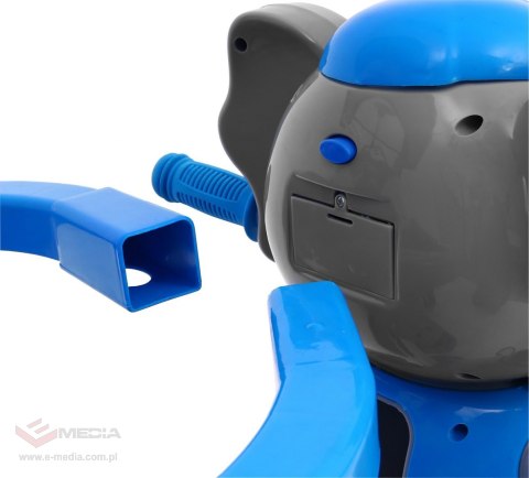 3-kołowy Rowerek dla dzieci Słonik Niebieski + Dźwięki + Daszek + Barierka + Podnóżek + Rączka + Schowek