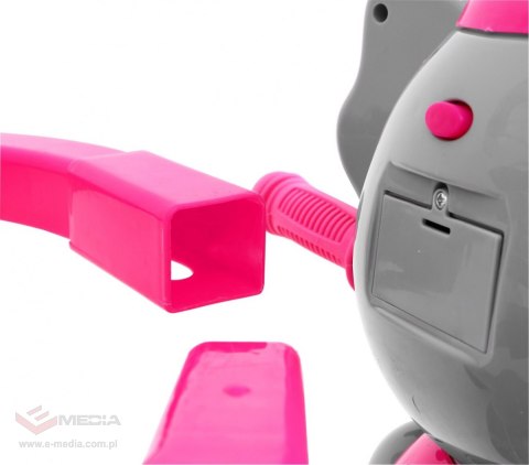 3-kołowy Rowerek dla dzieci Słonik Różowy + Dźwięki + Daszek + Barierka + Podnóżek + Rączka + Schowek