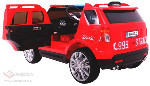 Auto SUV Straż Pożarna na akumulator dla dzieci + Syreny + Światła + Megafon + Pilot