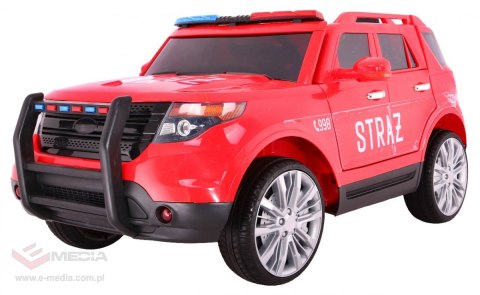 Auto SUV Straż Pożarna na akumulator dla dzieci + Syreny + Światła + Megafon + Pilot