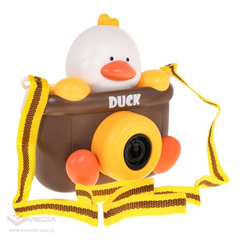 Maszynka do Baniek Mydlanych w kształcie Aparatu z Kaczuszką dla dzieci 3+ Płyny do baniek + Pasek na ramię