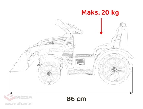 Traktor Spychacz G320 dla najmłodszych dzieci Czerwony + Ruchoma łyżka + Melodie + Klakson + Światła LED