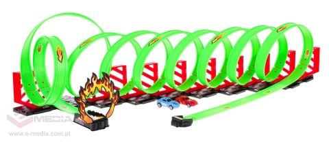 Ekstremalny Tor Wyścigowy dla dzieci 3+ Pętle 360 stopni + 2 Autka rajdowe + Części konstrukcyjne 36 el.