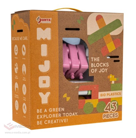 Klocki BIO dla dzieci 18m+ Duży zestaw 43 el. + Pastelowe kolory + Okrągłe brzegi + Biotworzywo