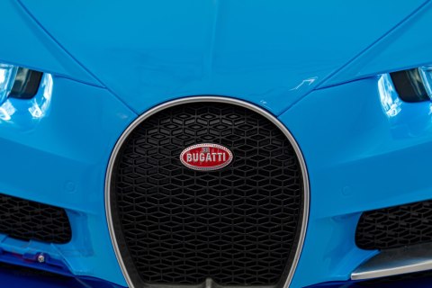 Bugatti Chiron na akumulator dla dzieci Niebieski + Pilot + Bagażnik + EVA + Amortyzatory + Audio LED
