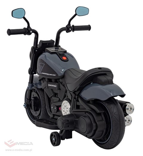 Motorek Chopper FASTER na akumulator dla dzieci Szary + Radio FM + Panel audio + LED