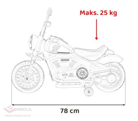 Motorek Chopper FASTER na akumulator dla dzieci Szary + Radio FM + Panel audio + LED