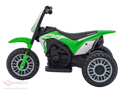 Motorek Cross Honda CRF 450R na akumulator dla dzieci Zielony + 3 Koła + Gumowy Bieżnik + Klakson