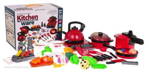 Zestaw Garnków z Kuchenką Czerwone + Akcesoria