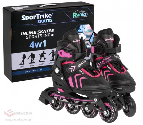 Zestaw 4w1 Rolki Wrotki Łyżwy dla dzieci Rozmiar 29-33 Różowy