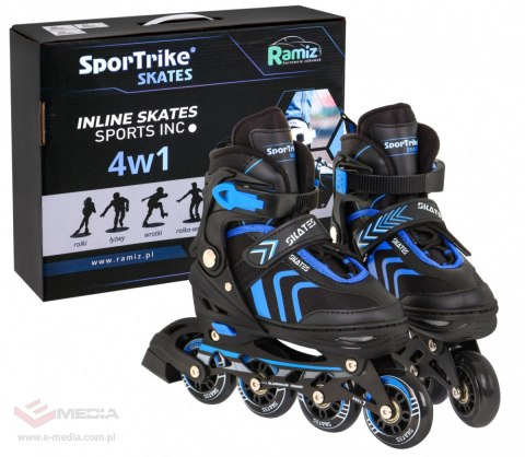 Zestaw 4w1 Rolki Wrotki Łyżwy dla dzieci Rozmiar 39-43 Niebieski