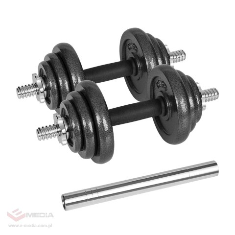 Hantle żeliwne regulowane w walizce z gryfem, zestaw 20kg REBEL ACTIVE