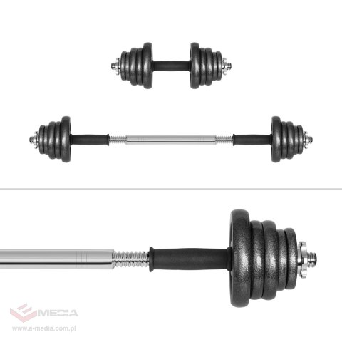Hantle żeliwne regulowane w walizce z gryfem, zestaw 20kg REBEL ACTIVE
