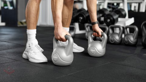Kettlebell bitumiczny 14 kg szary REBEL ACTIVE