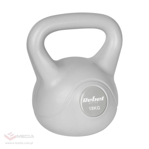 Kettlebell bitumiczny 18 kg szary REBEL ACTIVE